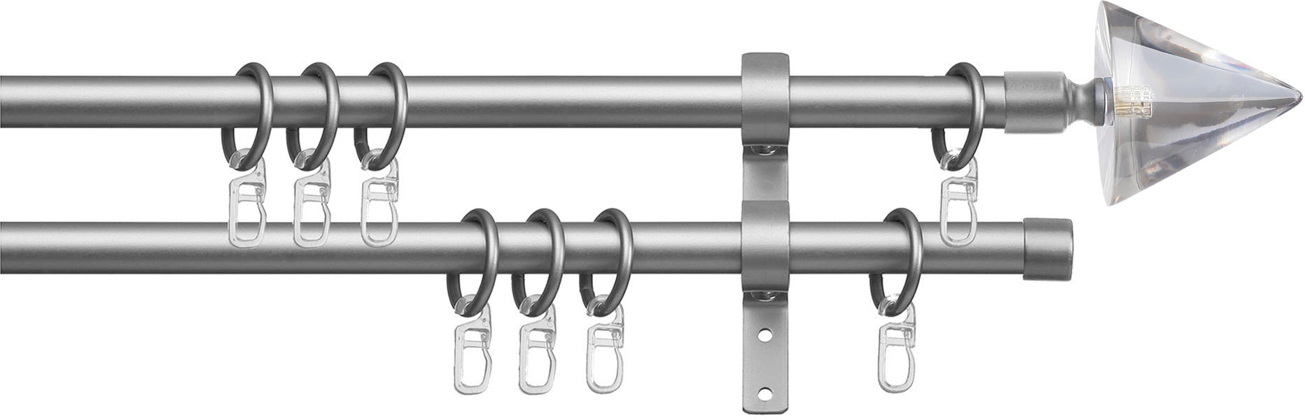 indeko Gardinenstange »Kegel Glas klar«, 2 läufig-läufig, Fixmass, Komplett-Set inkl. Ringen und Montagematerial von indeko