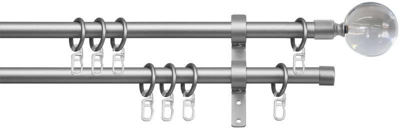 indeko Gardinenstange »Kugel Glas klar«, 2 läufig-läufig, Fixmass, Komplett-Set inkl. Ringen und Montagematerial von indeko