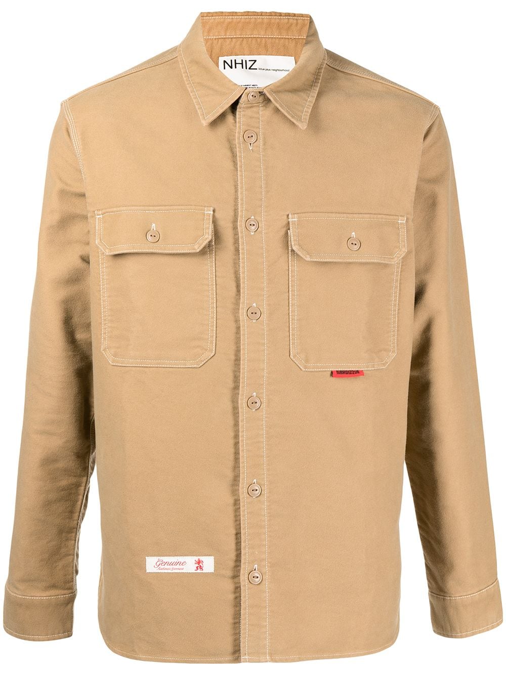 izzue Genuine-embroidered long-sleeve shirt - Brown von izzue