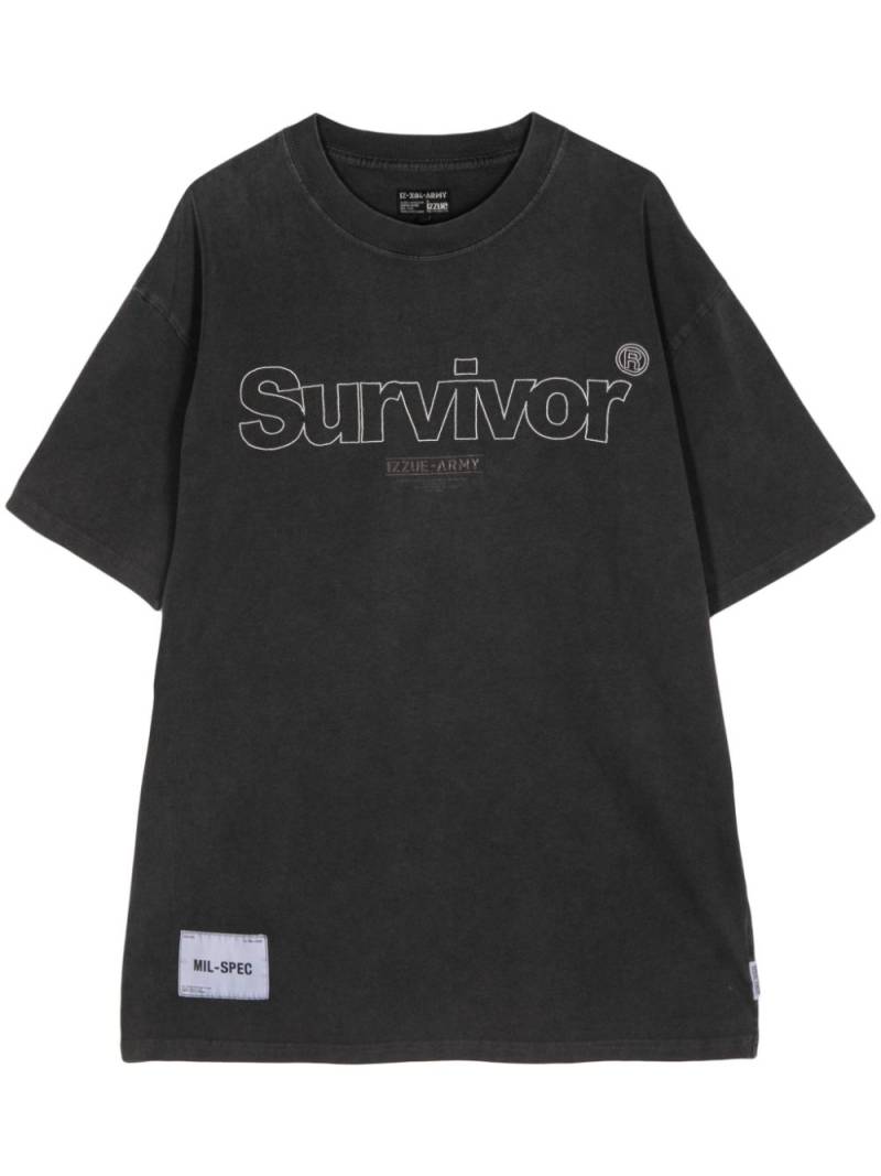 izzue Survivor logo-appliqué cotton T-shirt - Grey von izzue