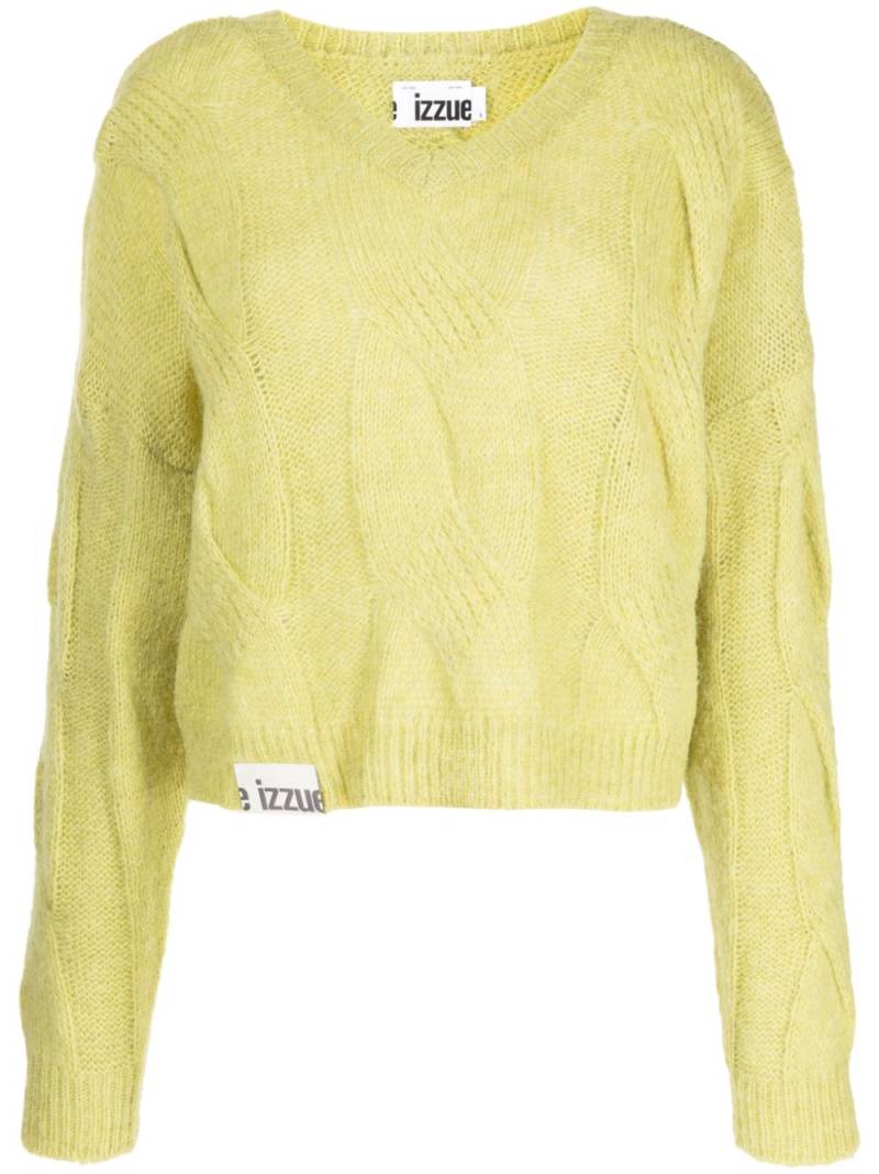 izzue V-neck cable-knit jumper - Green von izzue