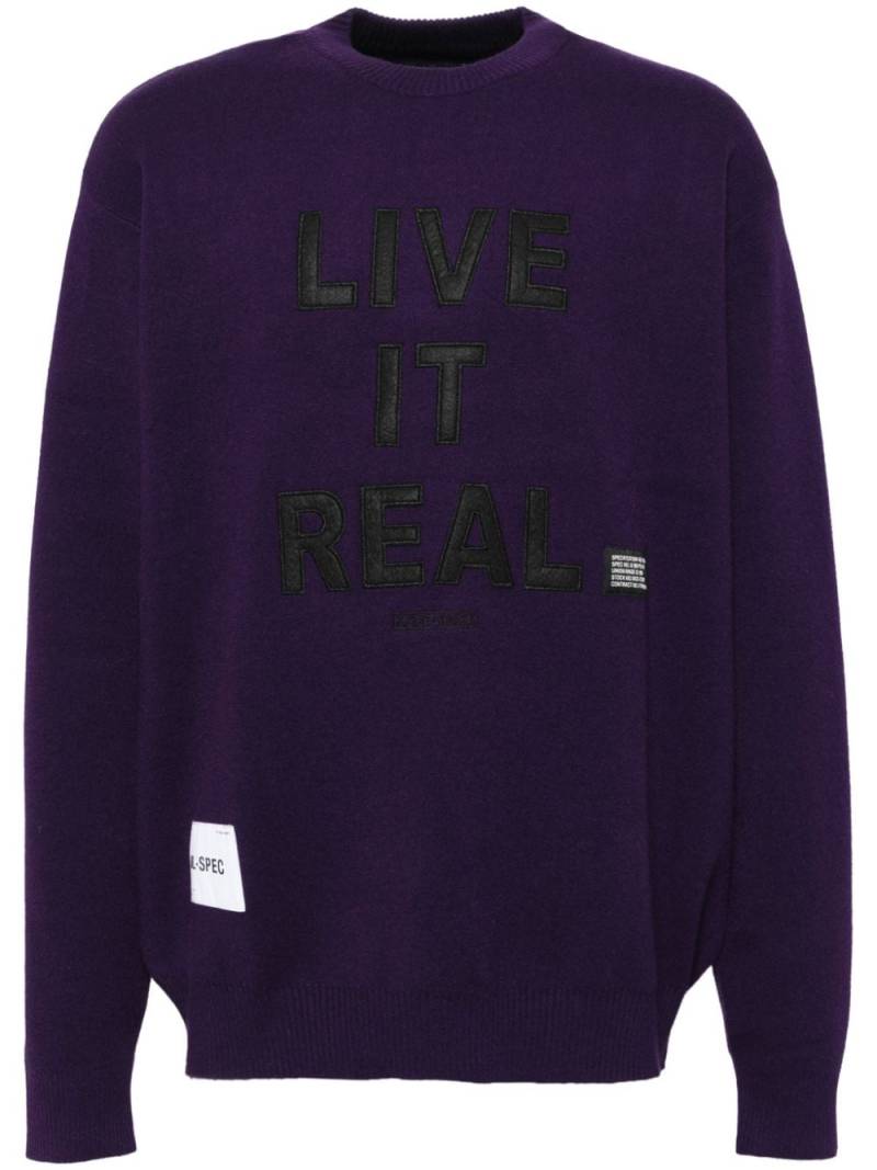 izzue appliqué slogan jumper - Purple von izzue