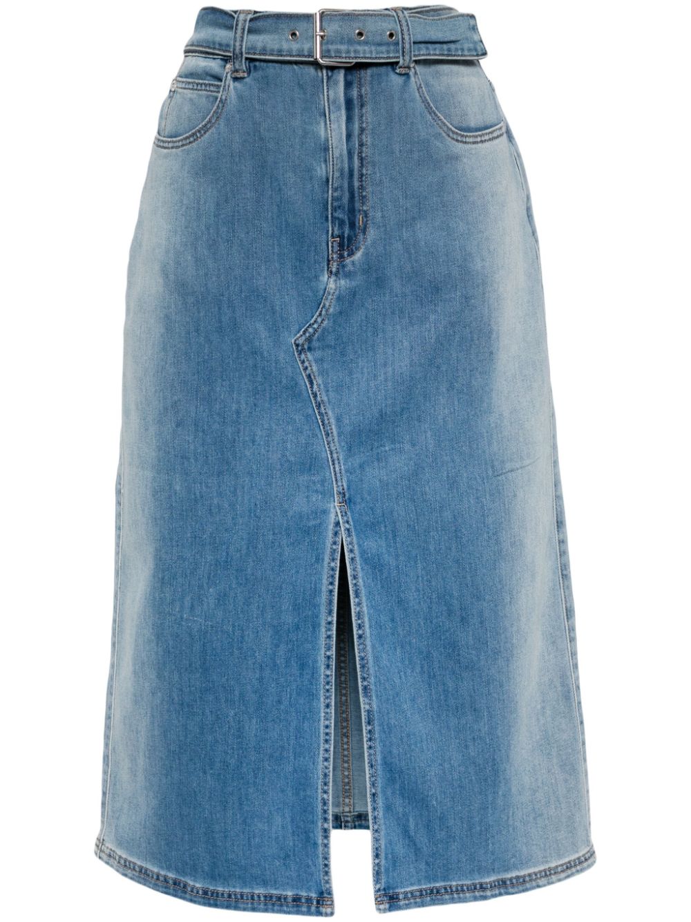 izzue belted denim midi skirt - Blue von izzue