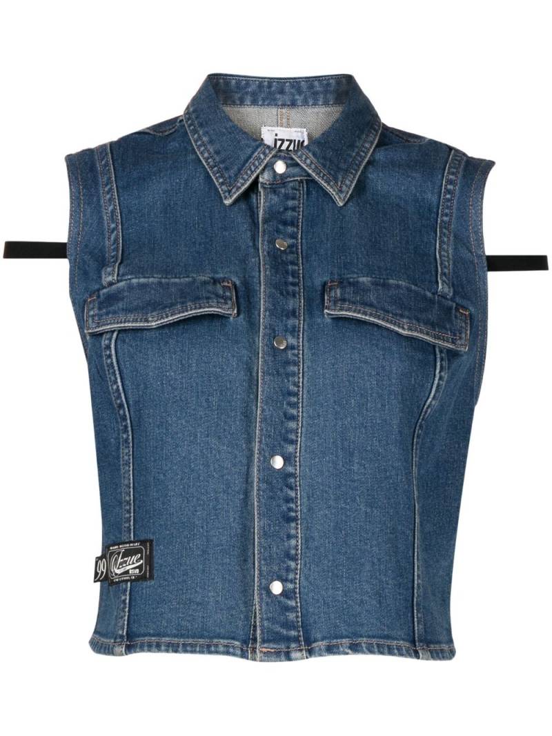 izzue button-up denim waistcoat - Blue von izzue