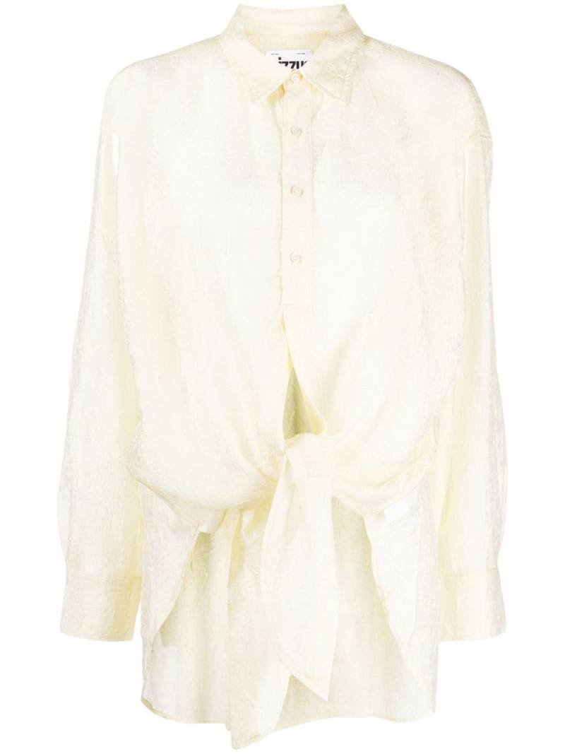 izzue crinkled-finish tie-fastening shirt - Yellow von izzue