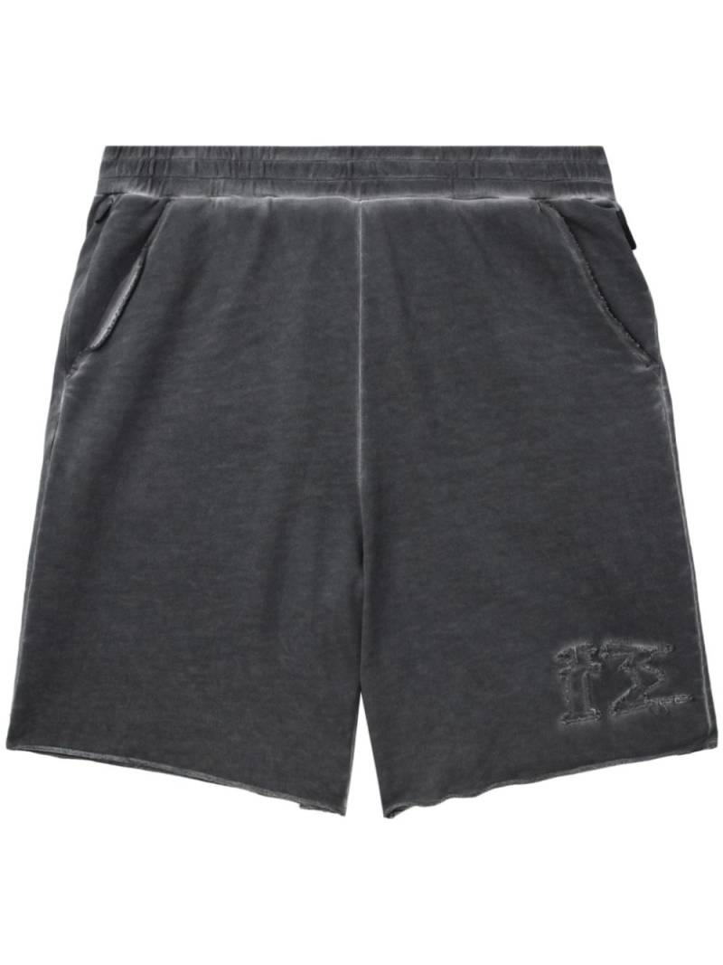 izzue distressed cotton track shorts - Black von izzue