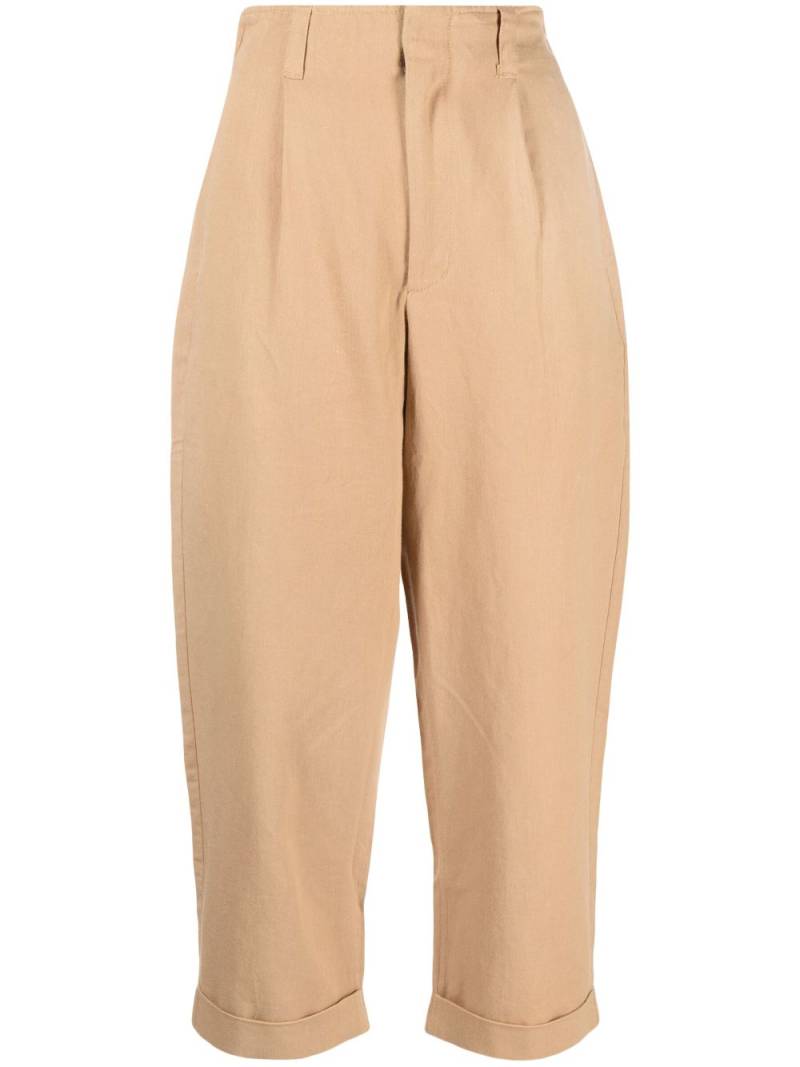 izzue elasticated-waist cropped trousers - Brown von izzue