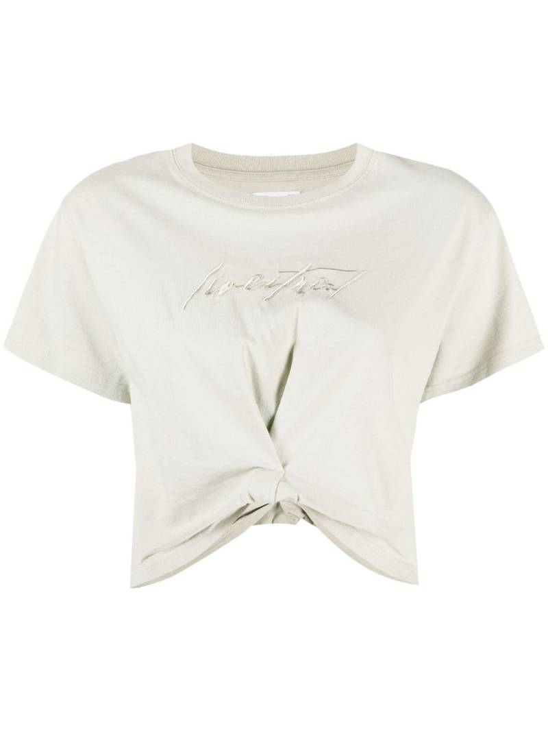 izzue embroidered-logo cropped T-shirt - Green von izzue