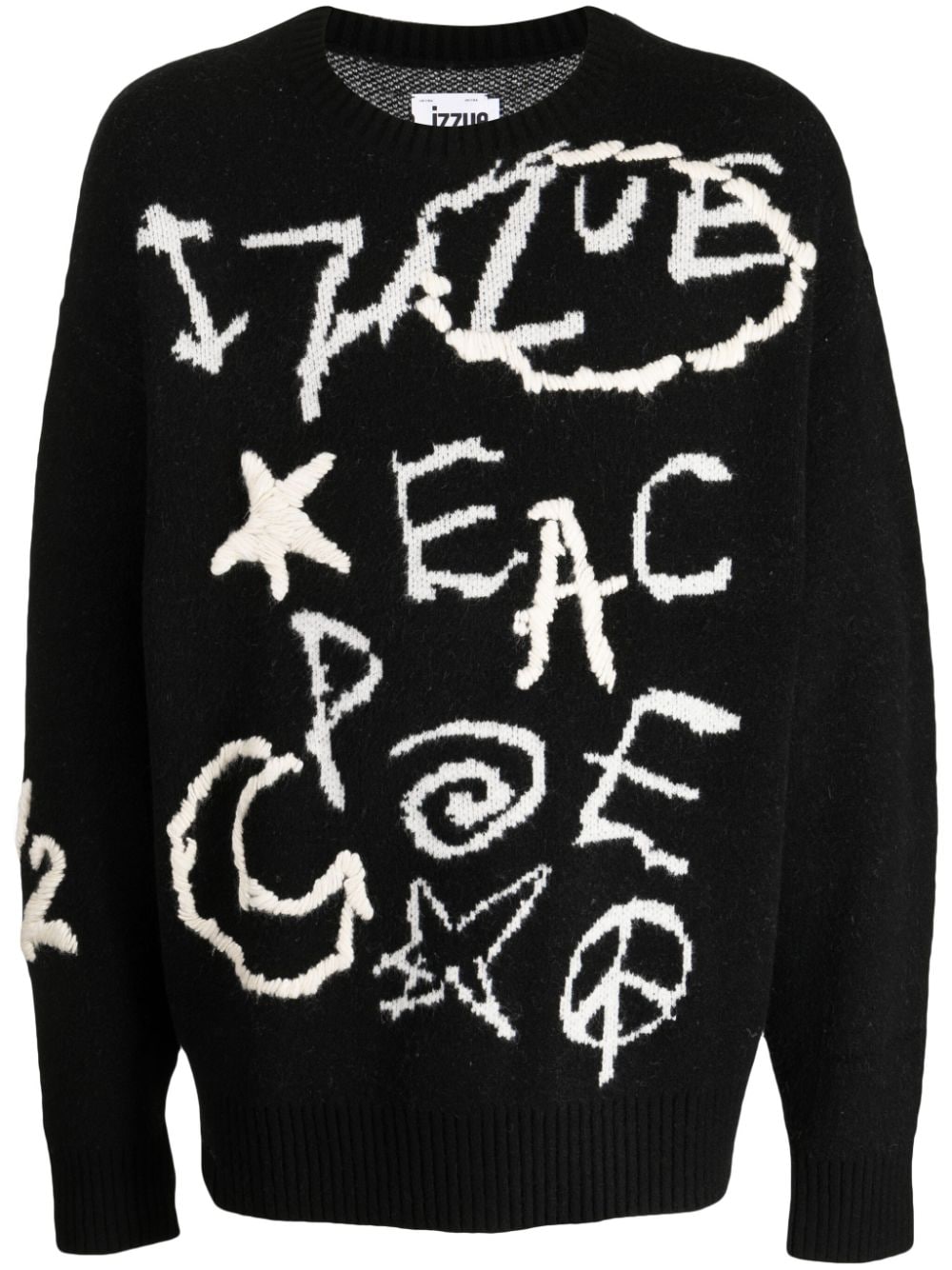 izzue embroidered-motif logo-jacquard jumper - Black von izzue