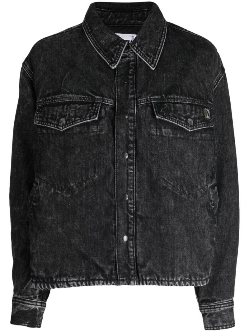 izzue eyelet-embellished washed denim jacket - Black von izzue