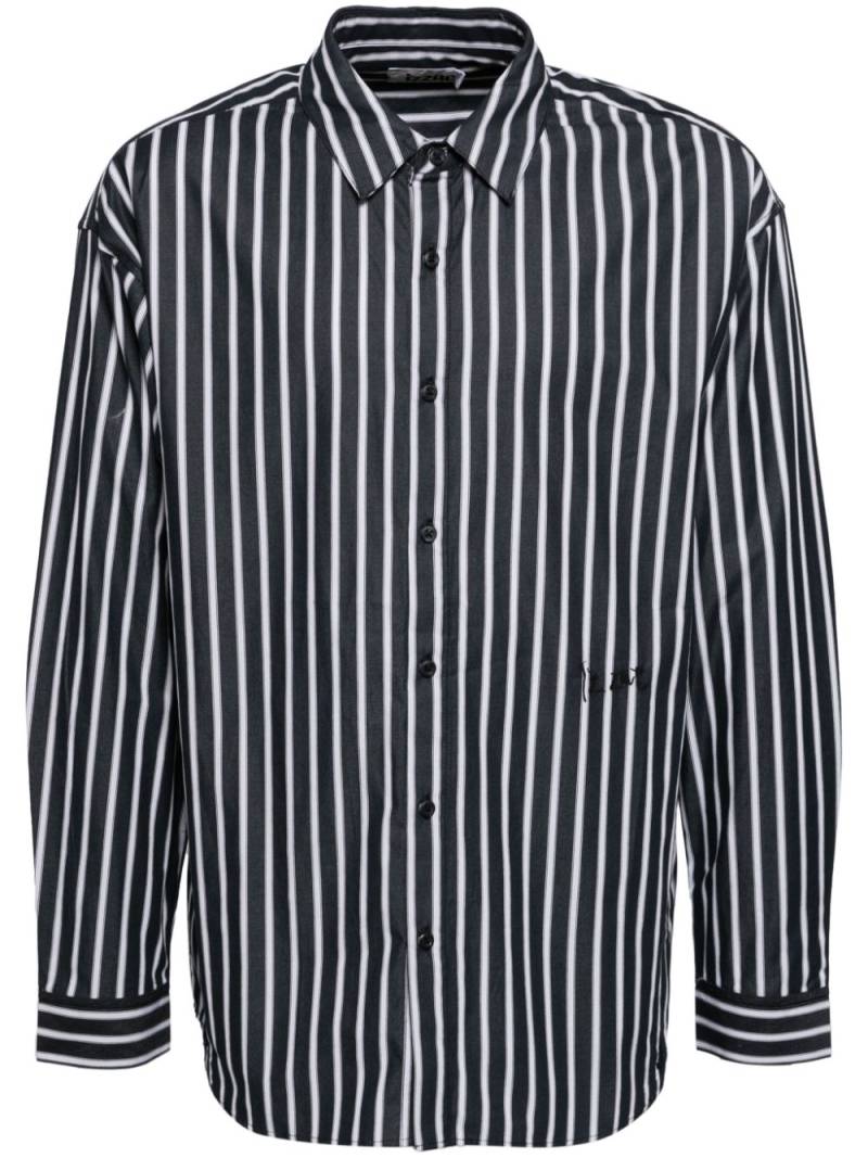 izzue horizontal stripe pattern cotton shirt - Black von izzue