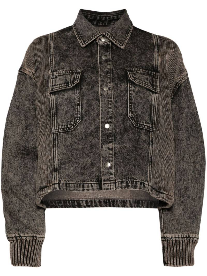 izzue knit-panelled denim jacket - Neutrals von izzue