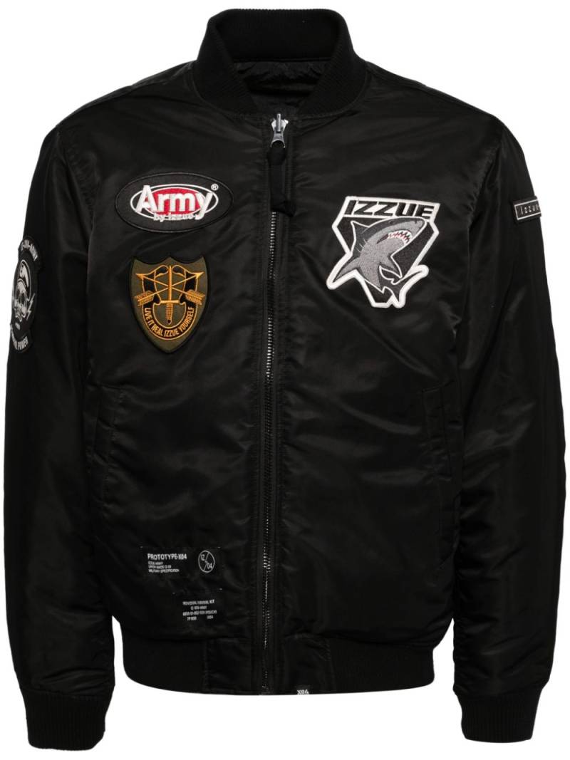 izzue logo-appliqué bomber jacket - Black von izzue