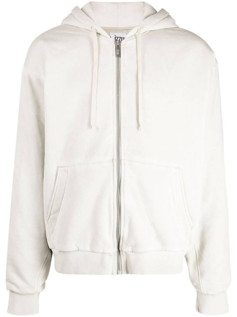 izzue logo-appliqué hooded jacket - Neutrals von izzue