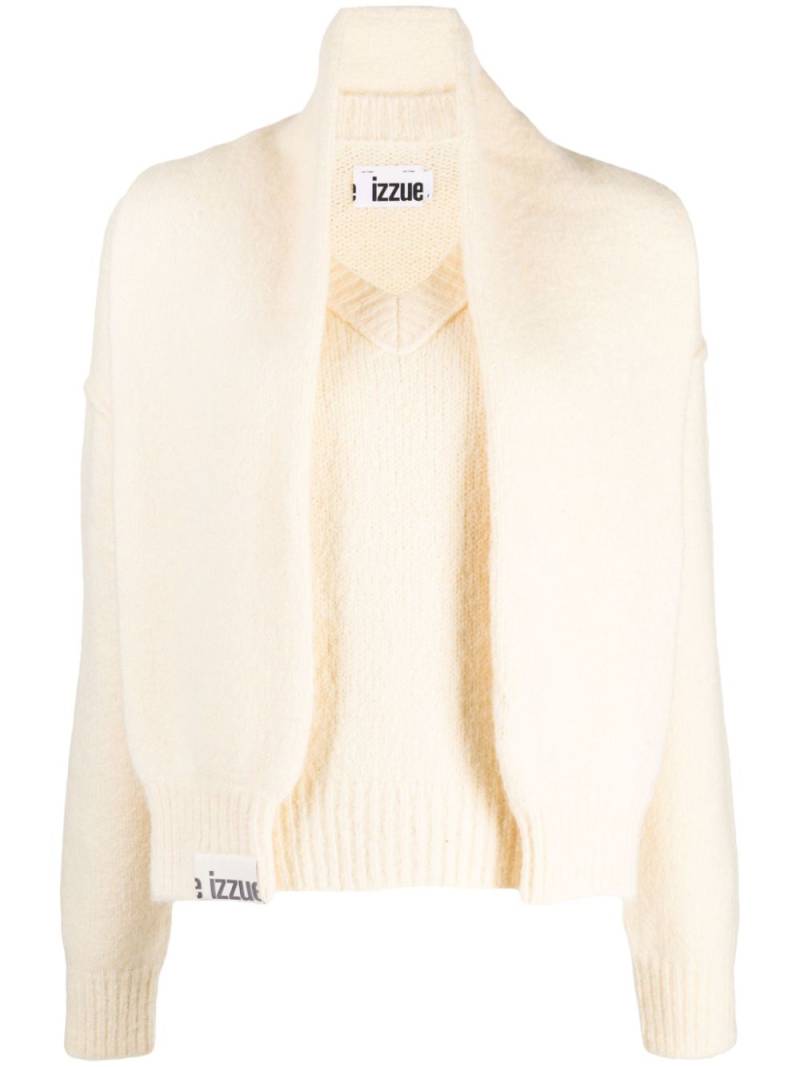 izzue logo-appliqué layered jumper - Neutrals von izzue