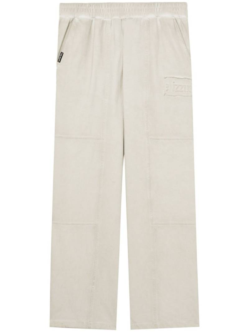 izzue logo-embossed cotton track pants - Neutrals von izzue