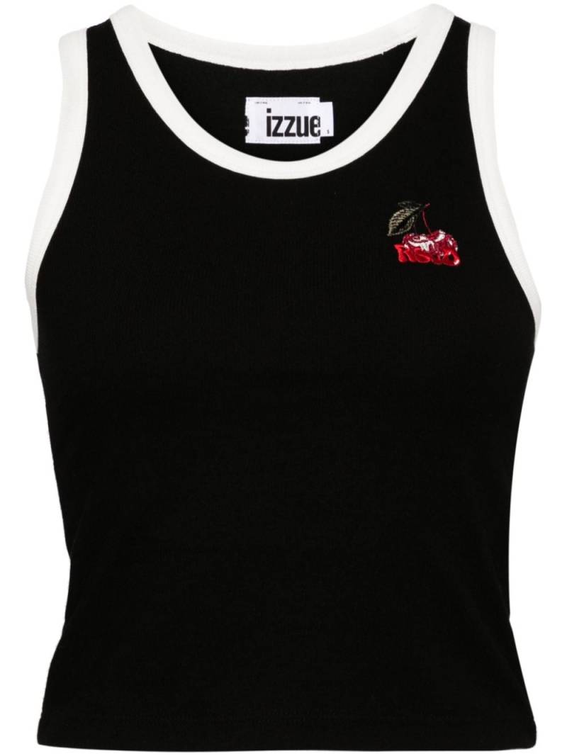 izzue logo-embroidered contrasting-trim tank top - Black von izzue