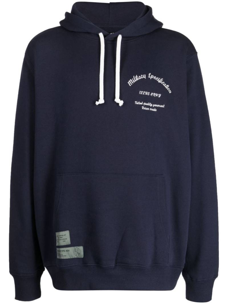 izzue logo-embroidered drawstring cotton hoodie - Blue von izzue