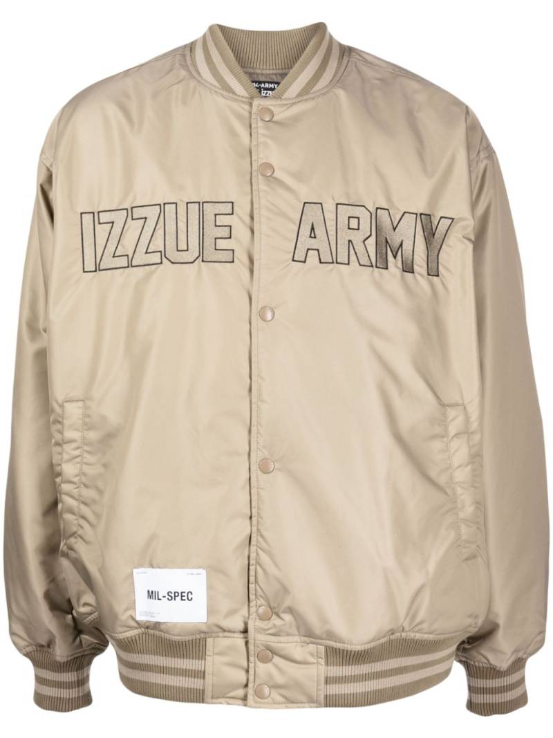 izzue logo-embroidered padded bomber jacket - Brown von izzue