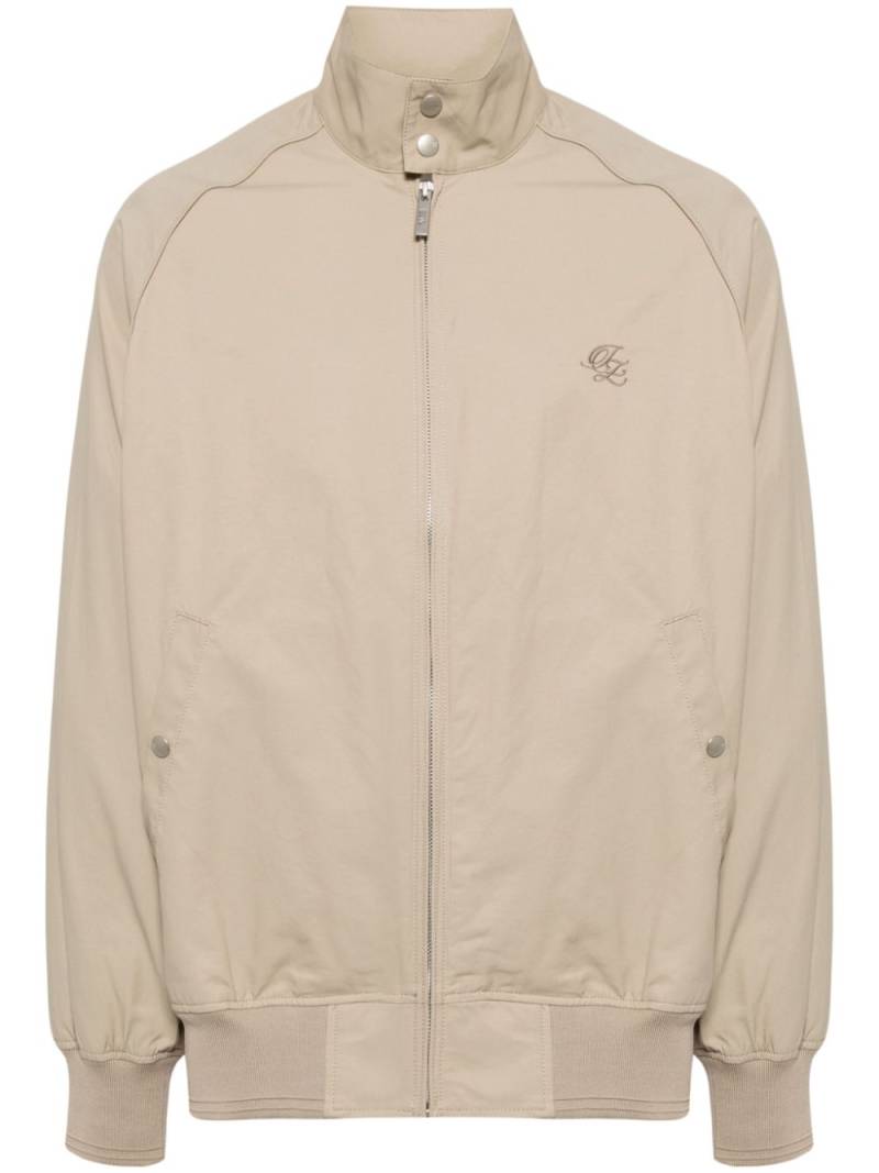 izzue logo-embroidery gabardine bomber jacket - Neutrals von izzue