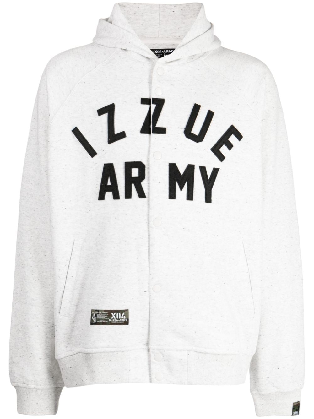 izzue logo-patch button-up hoodie - Grey von izzue