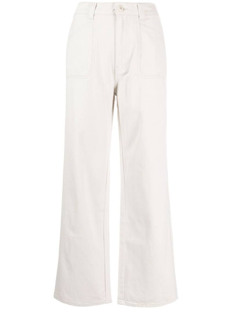 izzue logo-patch twill straight-leg trousers - White von izzue