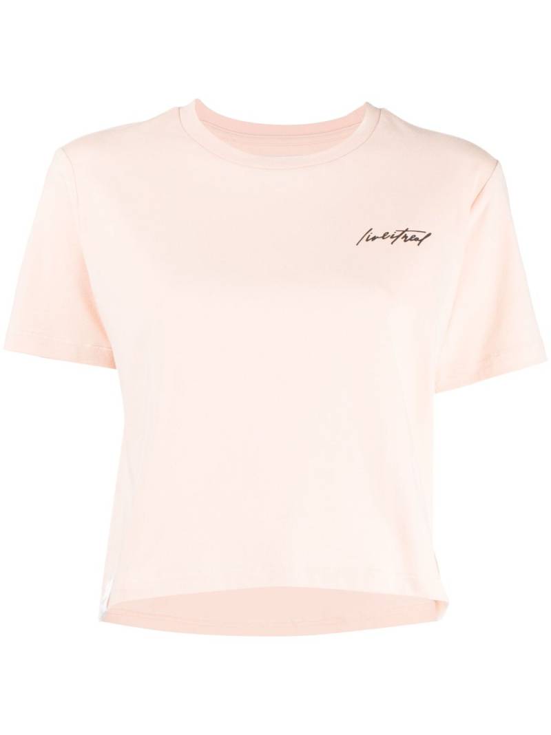 izzue logo-print short-sleeve crop top - Pink von izzue