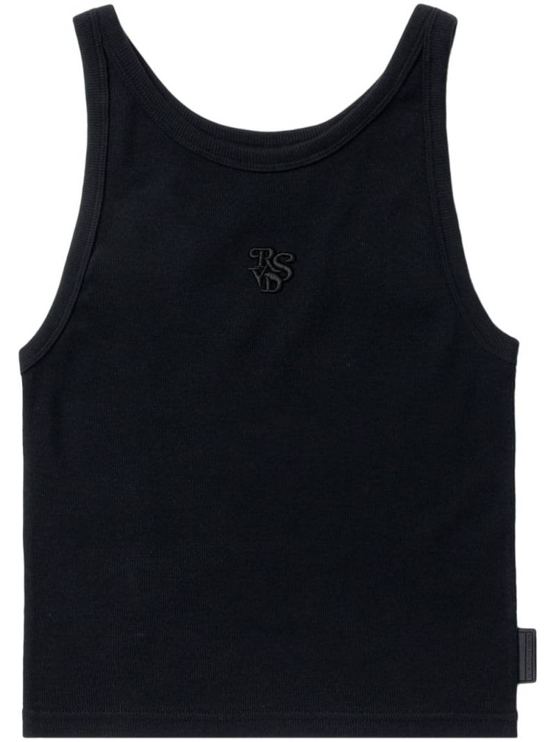 izzue monogram-embroidered cotton tank top - Black von izzue