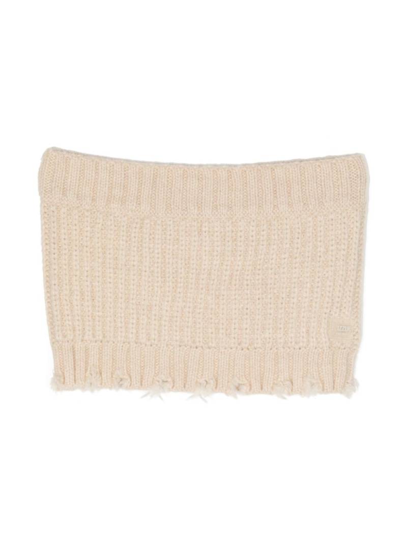 izzue ribbed-knit frayed tube scarf - Neutrals von izzue