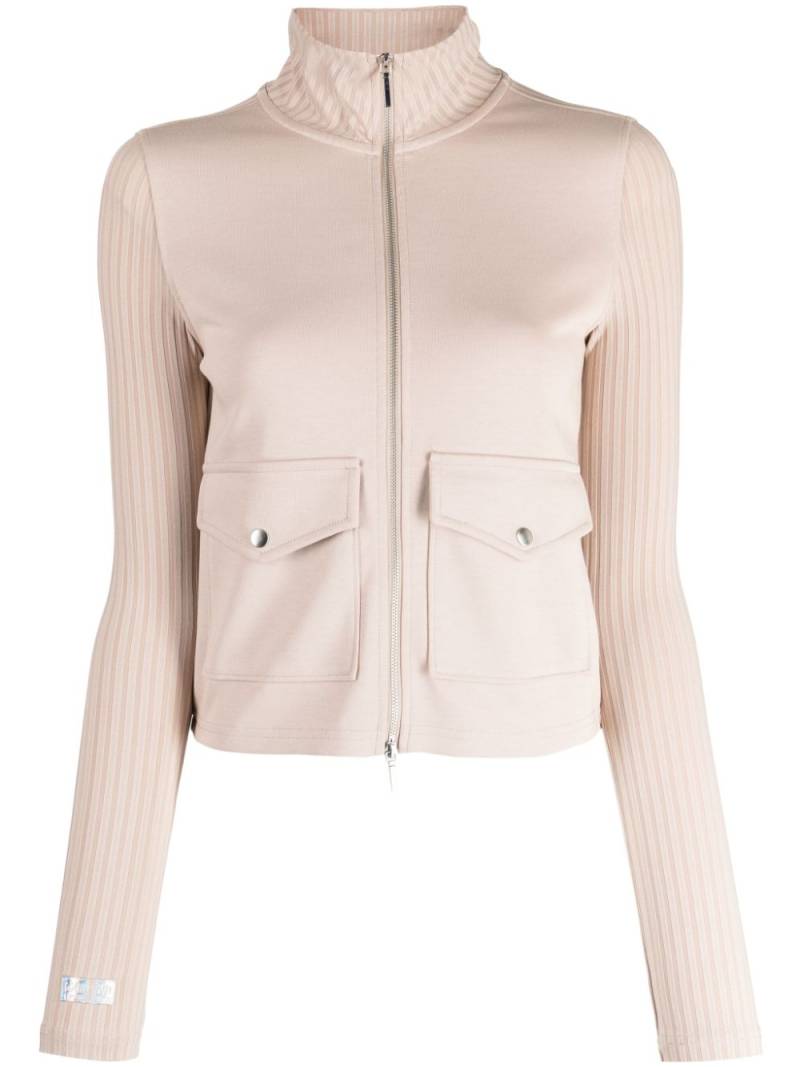 izzue ribbed-sleeves zip-up cardigan - Pink von izzue