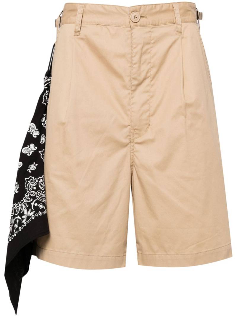 izzue scarf-detailing twill shorts - Brown von izzue