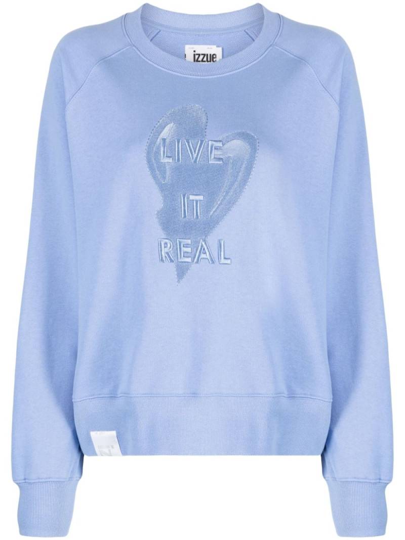 izzue slogan-embroidered cotton sweatshirt - Blue von izzue