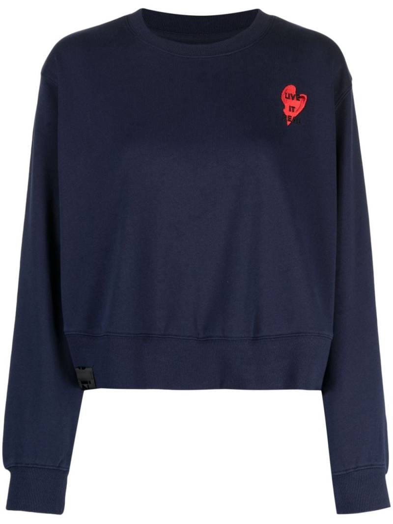 izzue slogan-embroidered cotton sweatshirt - Blue von izzue