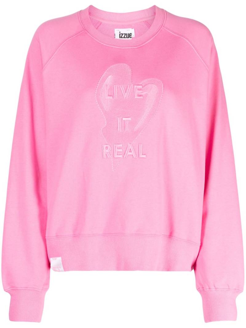 izzue slogan-embroidered cotton sweatshirt - Pink von izzue