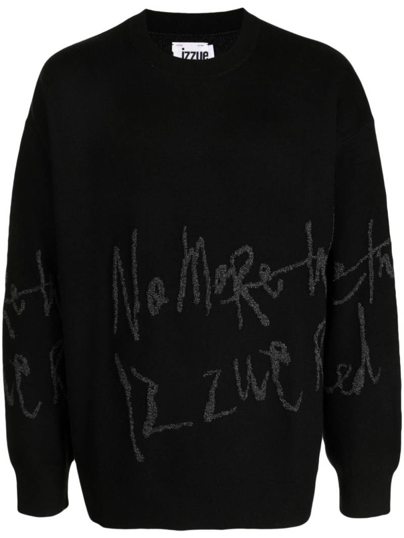 izzue slogan-embroidered ribbed jumper - Black von izzue