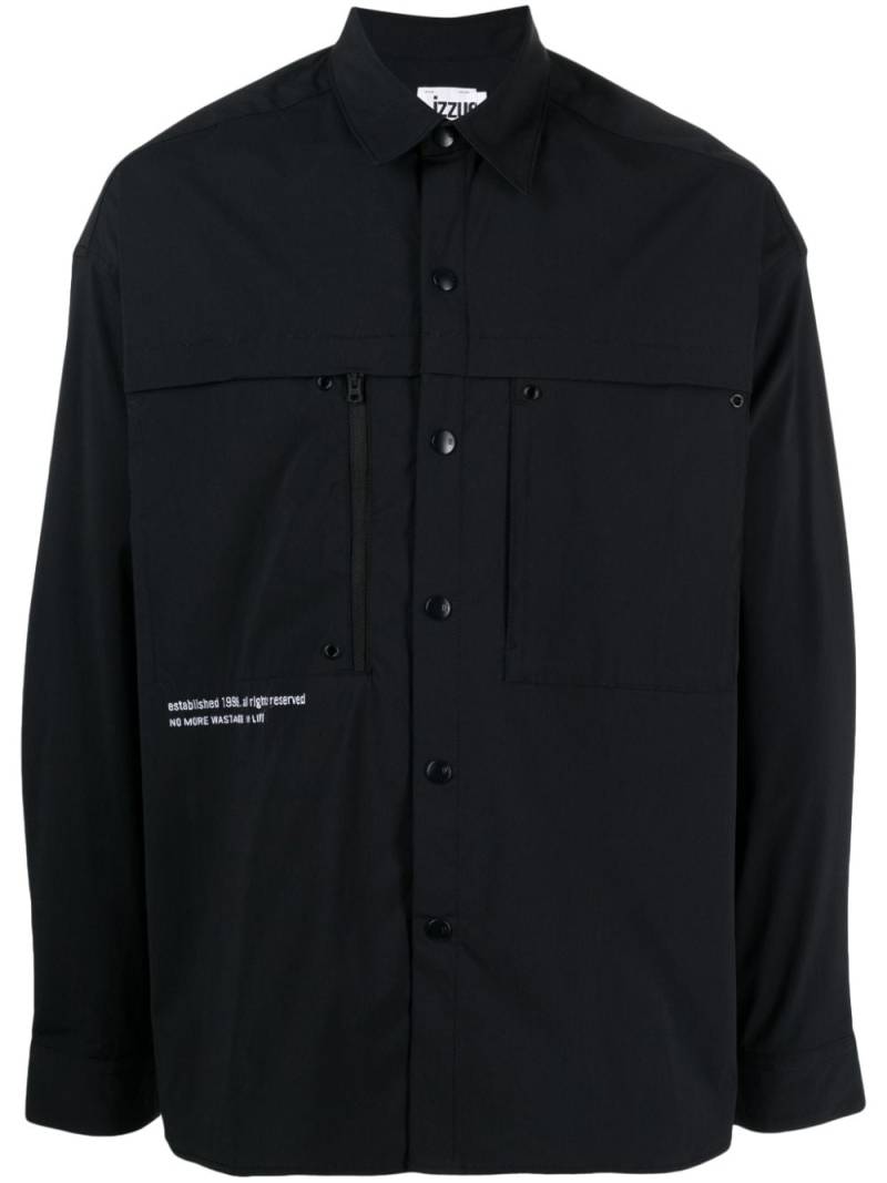 izzue slogan-embroidered shirt - Black von izzue