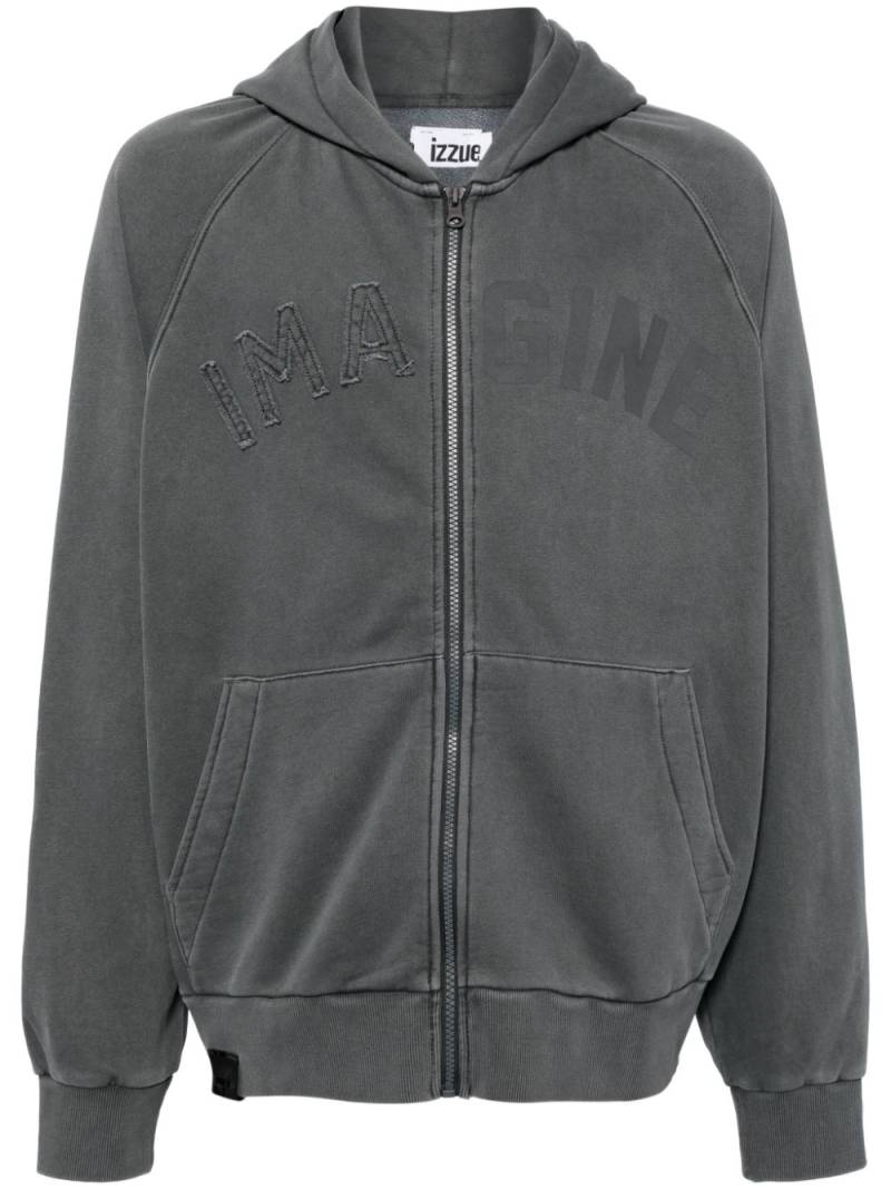 izzue slogan-patched hooded jacket - Grey von izzue