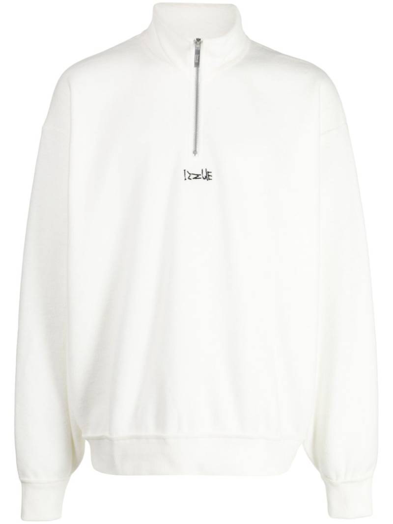 izzue stud-embellished half-zip sweatshirt - White von izzue