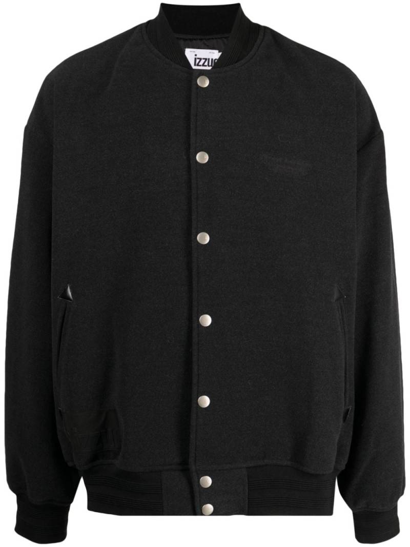 izzue text-embroidered press-stud bomber jacket - Black von izzue