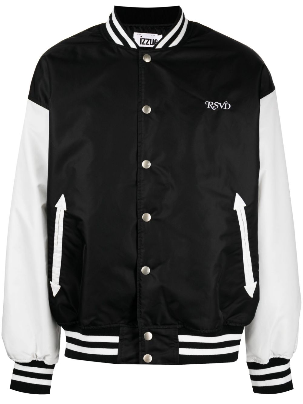 izzue text-embroidered two-tone design bomber jacket - Black von izzue