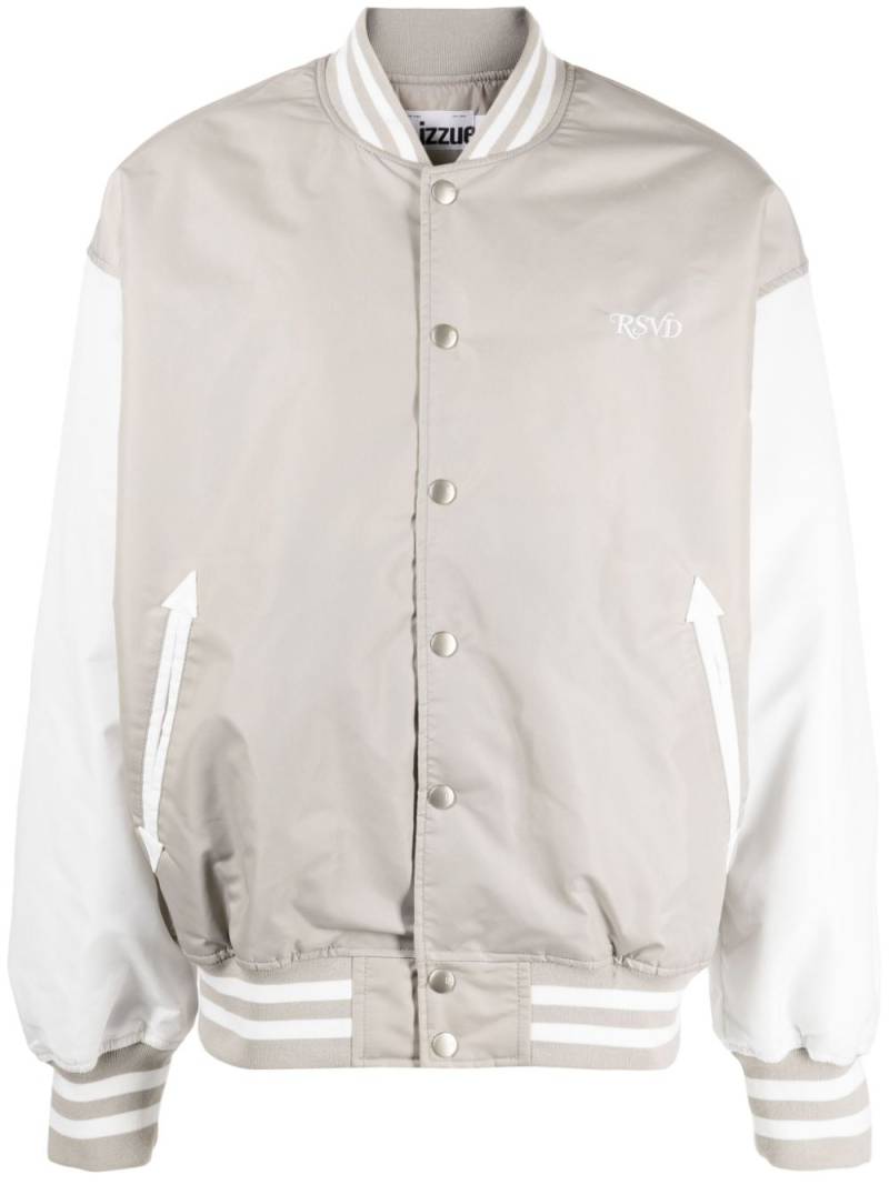 izzue text-embroidered two-tone design bomber jacket - Neutrals von izzue