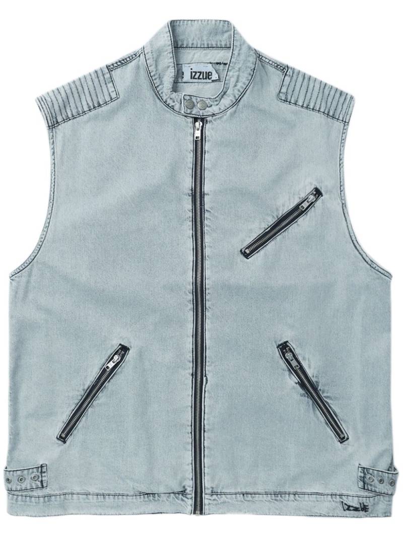 izzue zip-up denim gilet - Blue von izzue