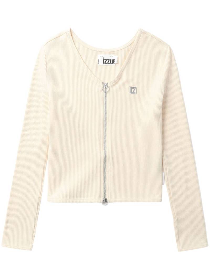 izzue zip-up ribbed-knit cardigan - Neutrals von izzue