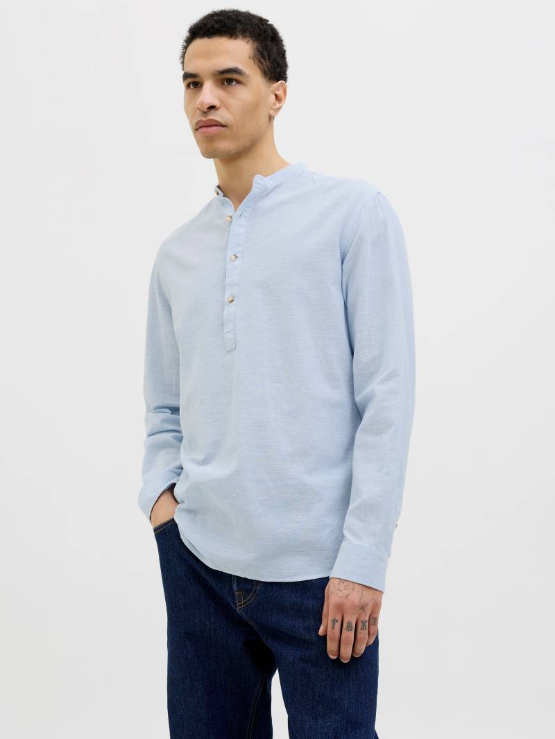 Jack & Jones Langarmhemd »JJESUMMER HALF PLACKET SHIRT LS SN«, mit Bandkragen von jack & jones