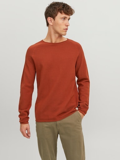 Jack & Jones Rundhalspullover »JJEHILL KNIT CREW NECK NOOS«, aus Strukturstrick von jack & jones