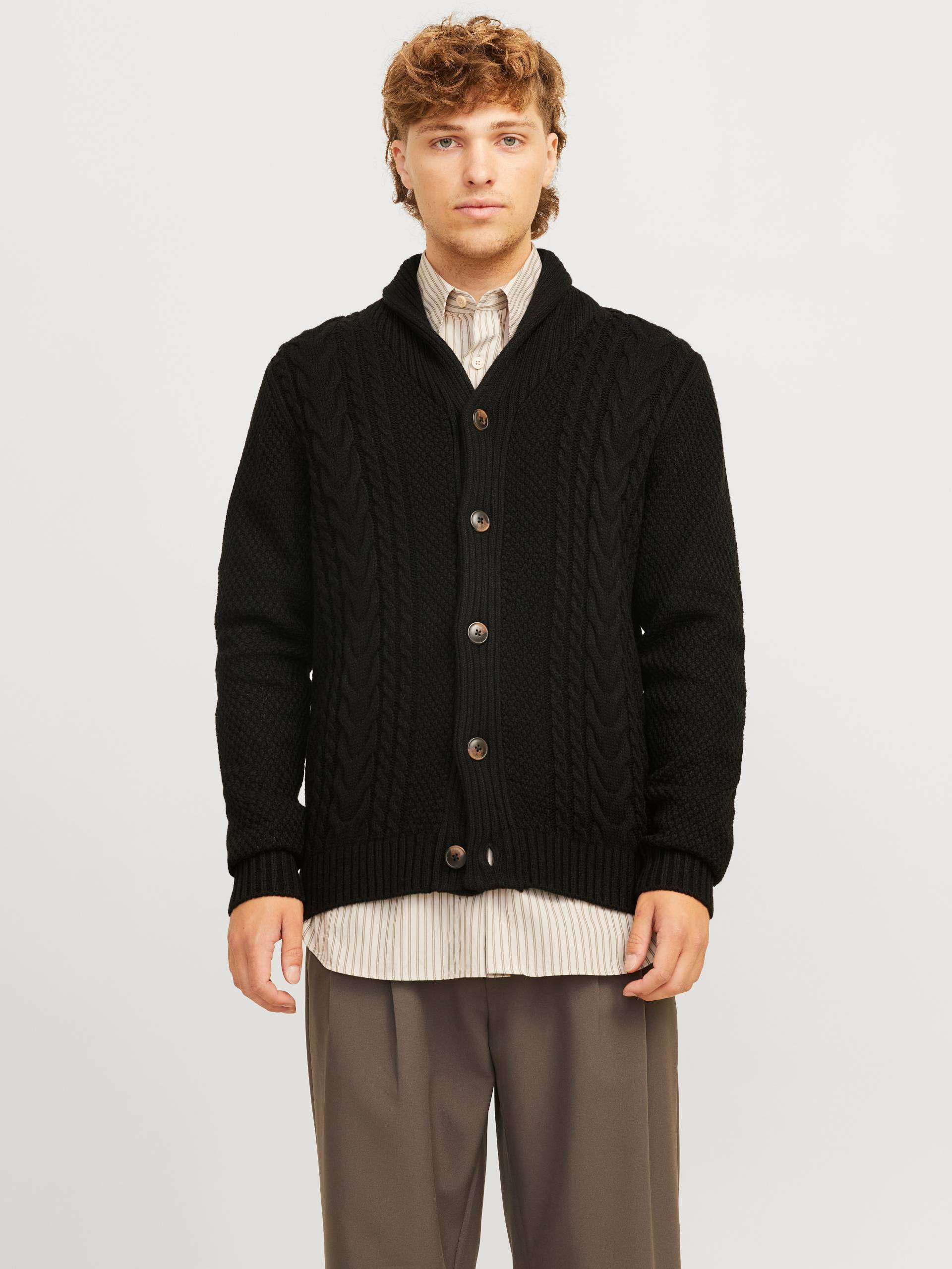 Jack & Jones Strickjacke »JJCRAIG KNIT SHAWL NECK AW24«, mit Schalkragen und Zopfmuster von jack & jones