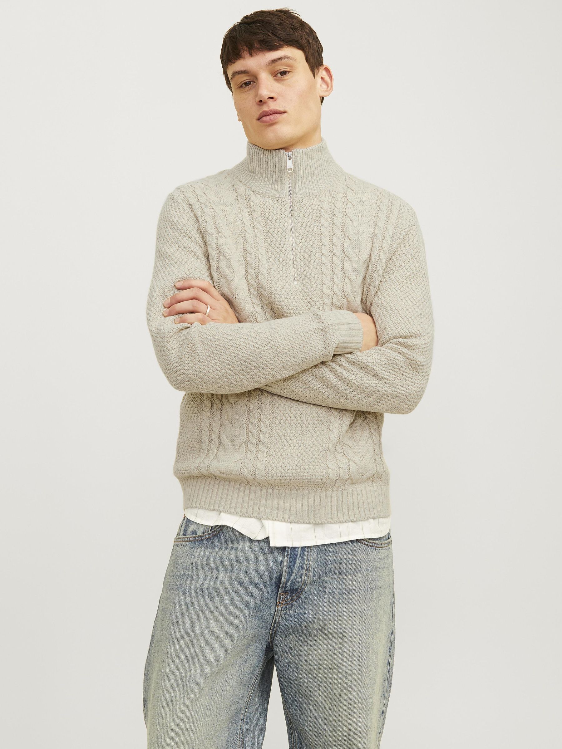 Jack & Jones Troyer »JJCRAIG KNIT HALF ZIP«, mit Zopfmuster von jack & jones