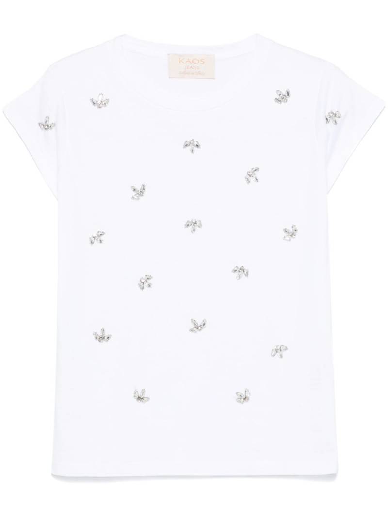 kaos crystal-embellished T-shirt - White von kaos