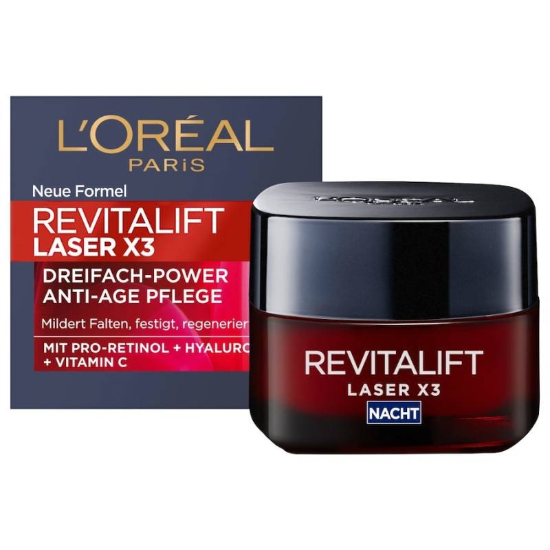 L’Oréal Paris Revitalift L’Oréal Paris Revitalift Laser X3 Dreifach-Power Anti-Age Nachtpflege mit Pro-Retinol + Hyaluronsäure + Vitamin C antiaging_pflege 50.0 ml von L’Oréal Paris