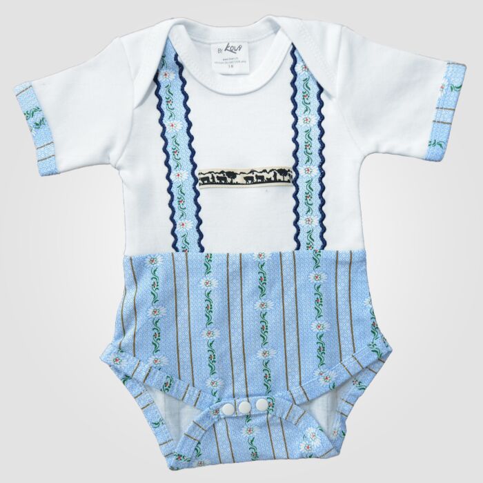 Baby Body mit Edelweiss Muster, hellblau-weiss, 68 von Kowi